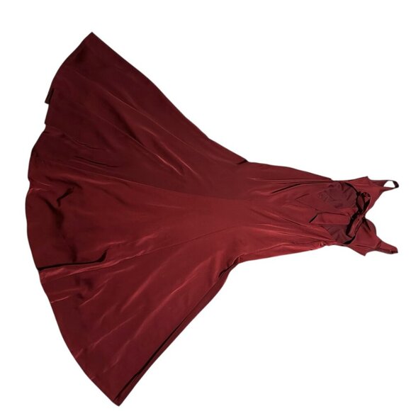 Alyce Paris Burgundy Red Floor Length Gown Maxi Dress High Slit Fitted Size 6 - Picture 9 of 16